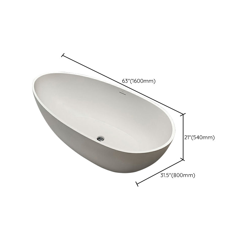Modern Stone Freestanding Bathtub White Soaking Bathtub for Bathroom