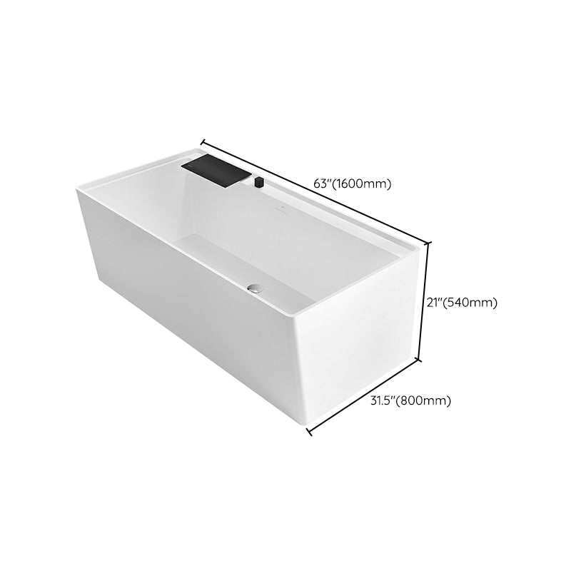 Modern Stone Freestanding Bathtub White Soaking Bathtub for Bathroom