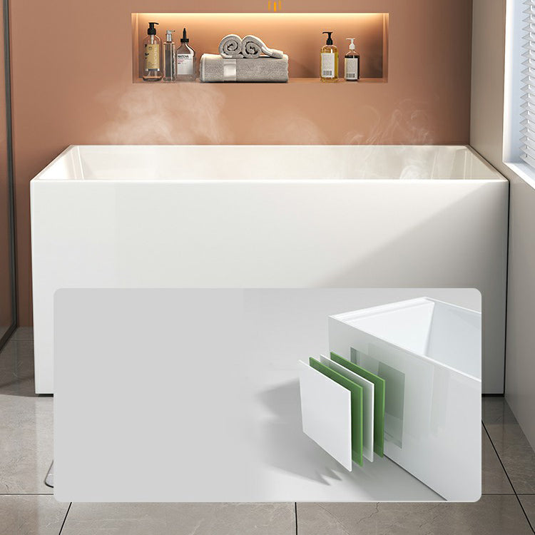 Rectangular Soaking Acrylic Bathtub Antique Finish Back to Wall Bath