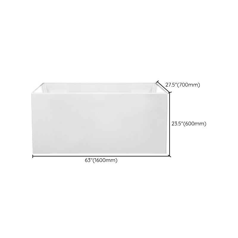 Rectangular Soaking Acrylic Bathtub Antique Finish Back to Wall Bath