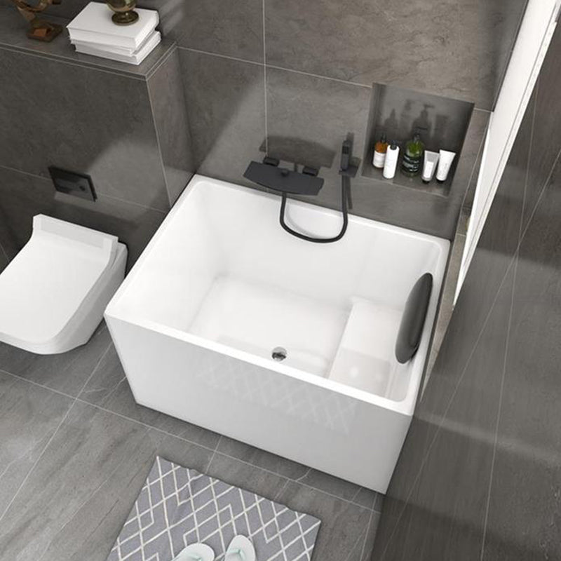 Back to Wall Soaking Bathtub Antique Finish Rectangular Acrylic Bath Tub