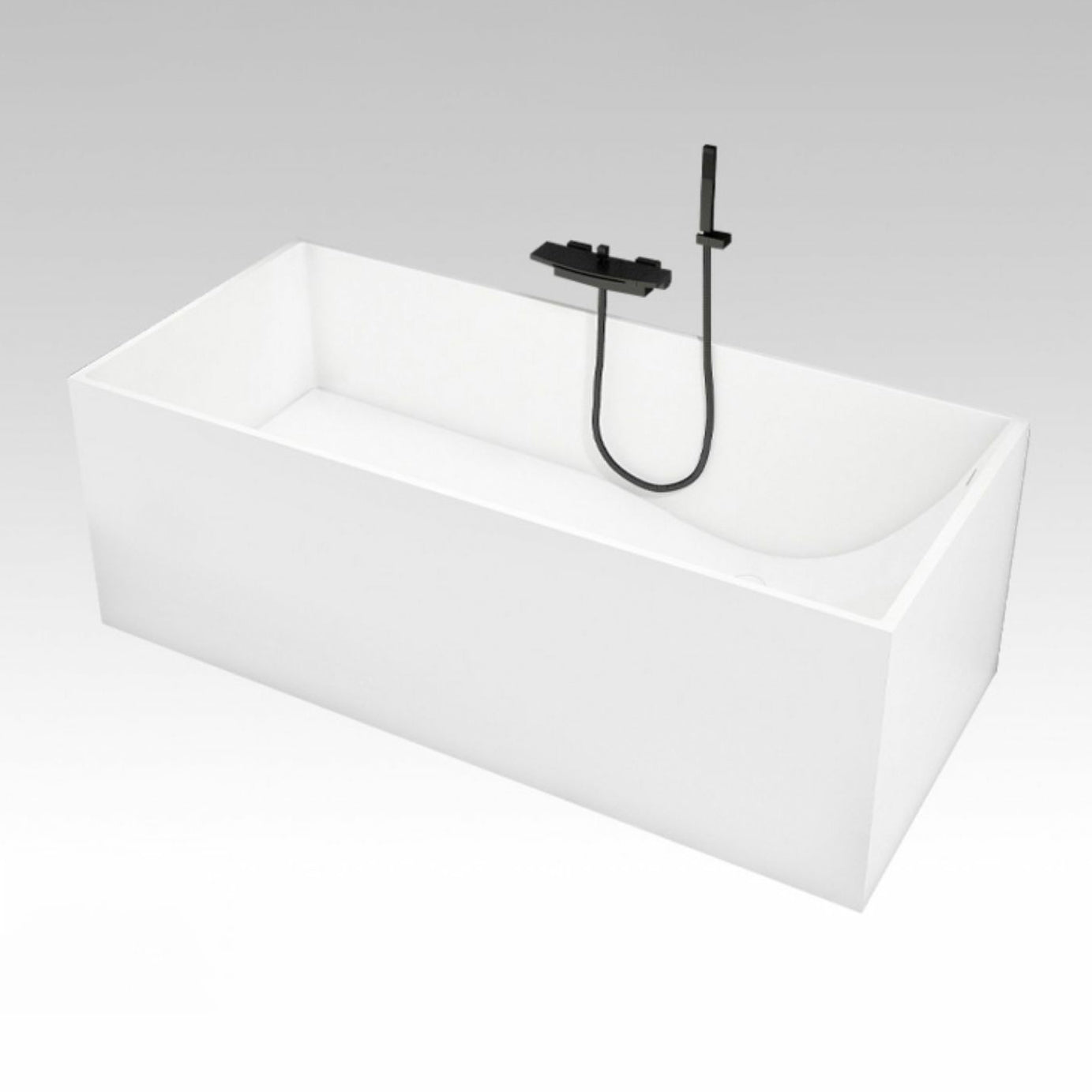 Stone Soaking Rectangular Bathtub Antique Finish Back to Wall Bath Tub
