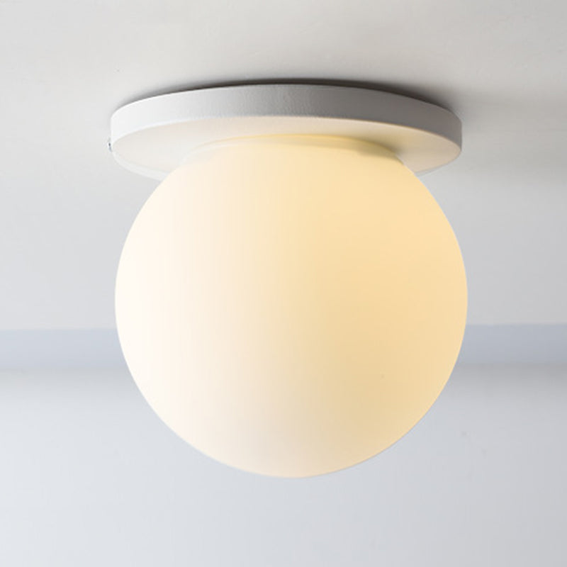 White Shaded Flush Mount Lighting Contemporary Globe Ceiling Light for Foyer