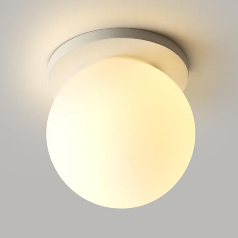 White Shaded Flush Mount Lighting Contemporary Globe Ceiling Light for Foyer
