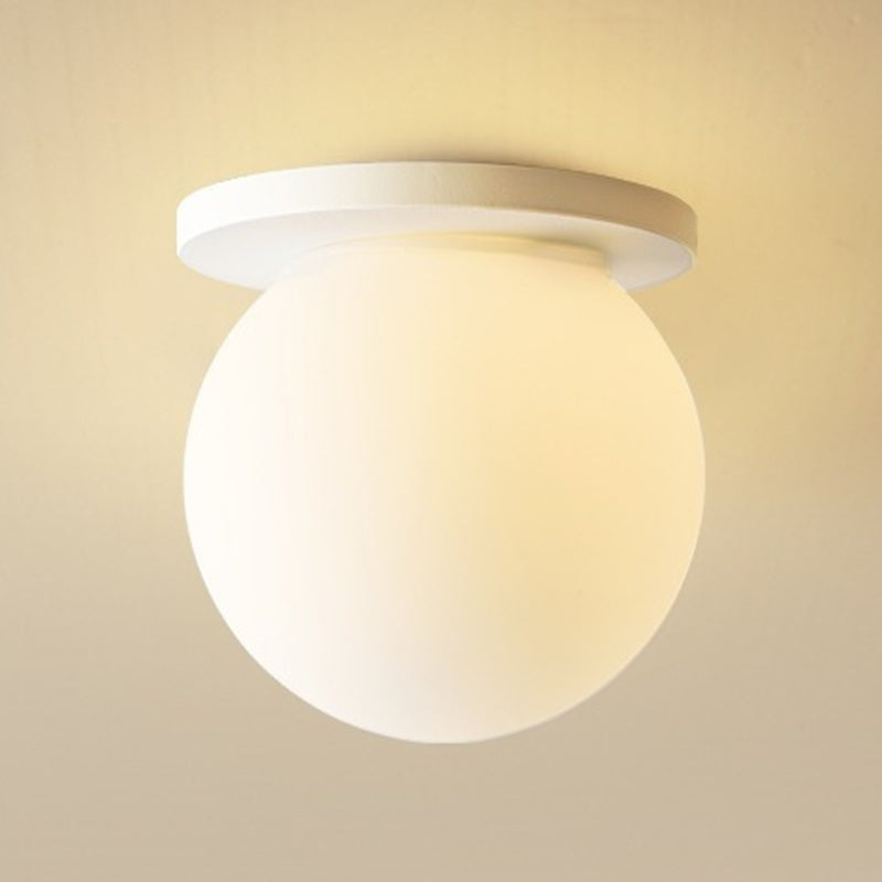 White Shaded Flush Mount Lighting Contemporary Globe Ceiling Light for Foyer