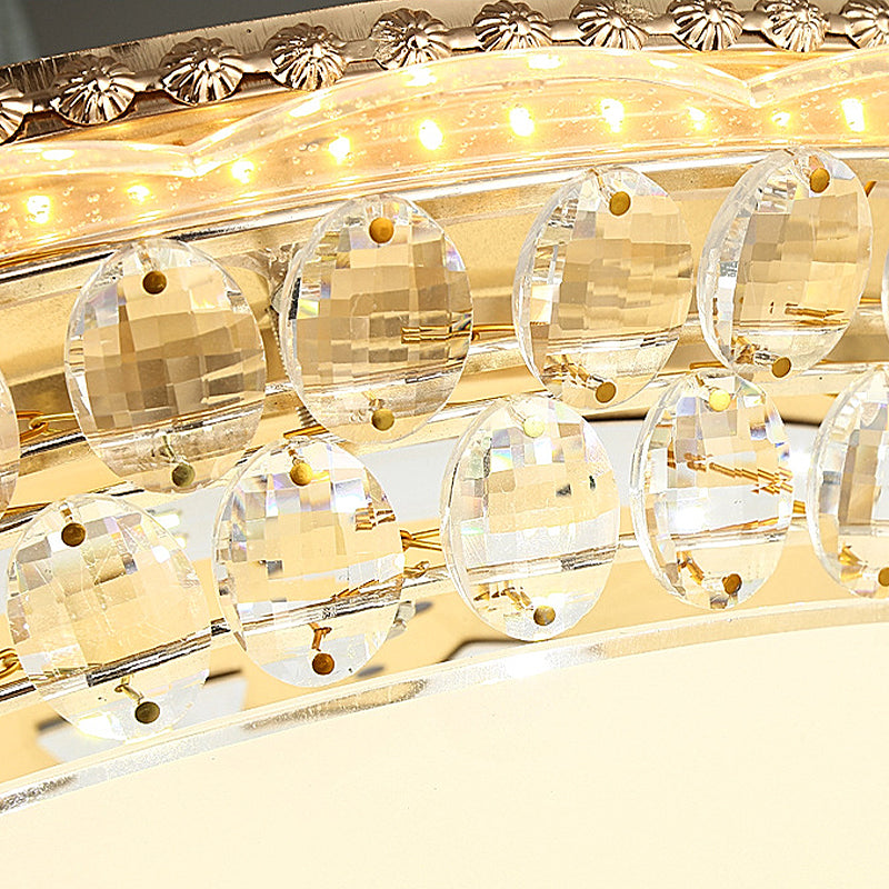 Cupola White Glass Massimale Light Moderno LED Gold Flush Mount Lighting Fixture con Crystal Accent, 12 "/16" /19.5 " W