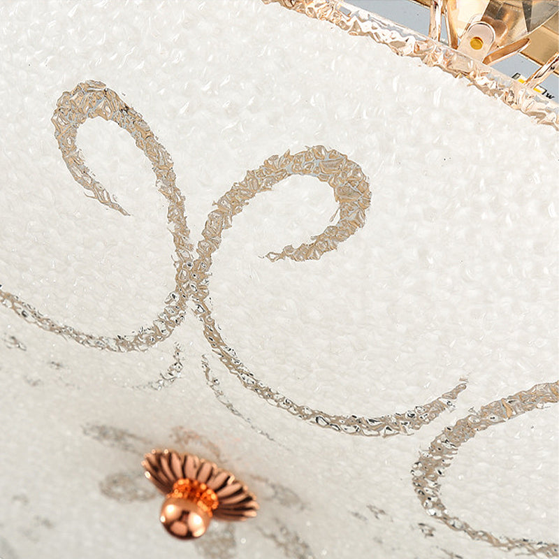 Witte Glazen Ketel Plafond Lamp Moderne Led Flush Mount Light Armatuur met K9 Crystal Accent, 12 "/16" /19.5 " Wide