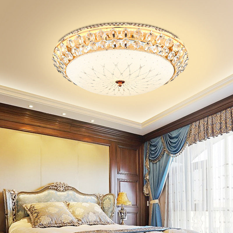 Sala de estar con cúpula de cristal de color blanco Luz de techo de simplicidad LED de cristal con acento de cristal facetado, 12 "/16" /19,5 "