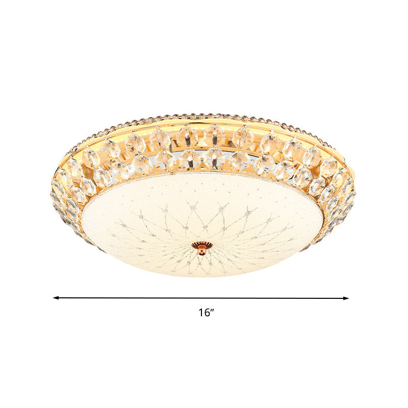 Sala de estar con cúpula de cristal de color blanco Luz de techo de simplicidad LED de cristal con acento de cristal facetado, 12 "/16" /19,5 "