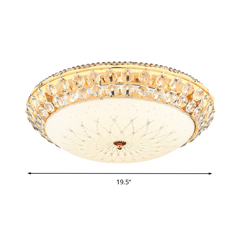 Sala de estar con cúpula de cristal de color blanco Luz de techo de simplicidad LED de cristal con acento de cristal facetado, 12 "/16" /19,5 "