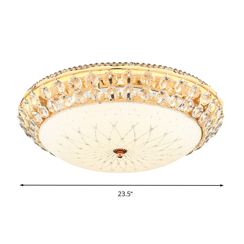 Sala de estar con cúpula de cristal de color blanco Luz de techo de simplicidad LED de cristal con acento de cristal facetado, 12 "/16" /19,5 "