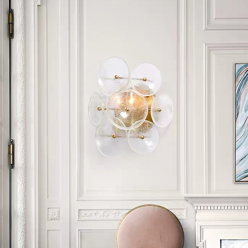 Certe de verre texturé transparent minimalisme 2 ampoules murales murales pour le salon