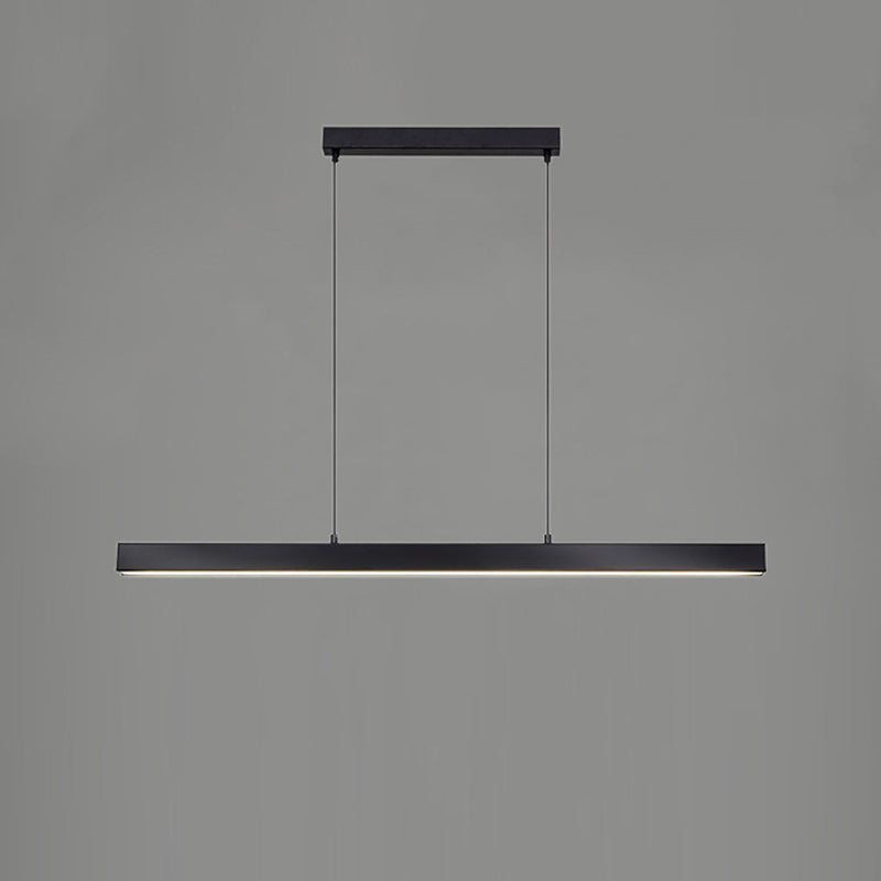 Line Shape Hanging Island Lights Modern Hanging Light Fixture in Black for Dining Room