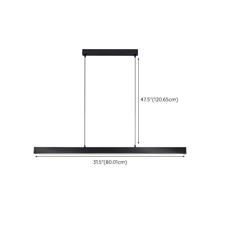 Line Shape Hanging Island Lights Modern Hanging Light Fixture in Black for Dining Room