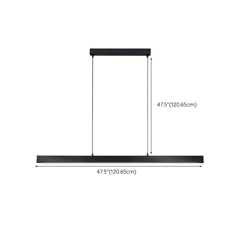 Line Shape Hanging Island Lights Modern Hanging Light Fixture in Black for Dining Room