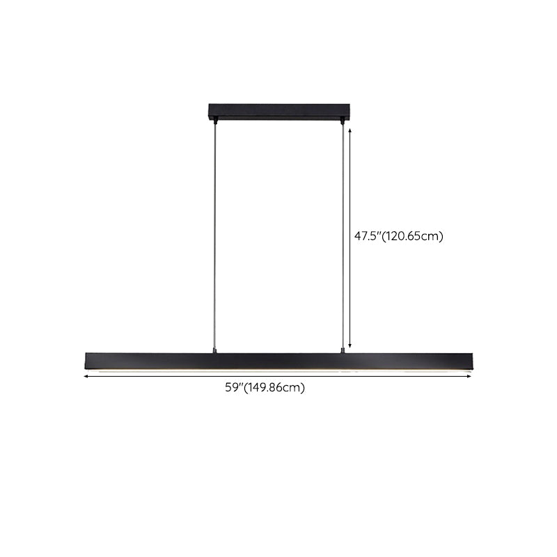 Line Shape Hanging Island Lights Modern Hanging Light Fixture in Black for Dining Room