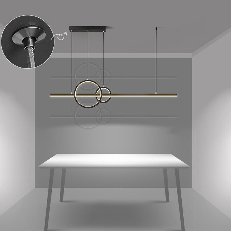 Unique Shape Hanging Island Lights Modern Chandelier Light Fixture in Black