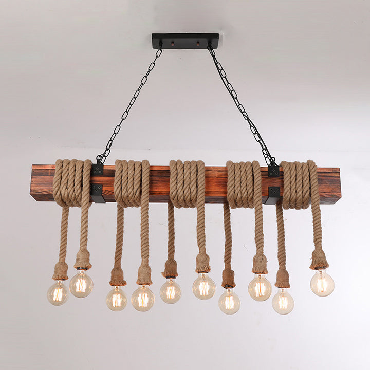 Wooden Island Light Industrial Style Island Hanging Light for Living Room