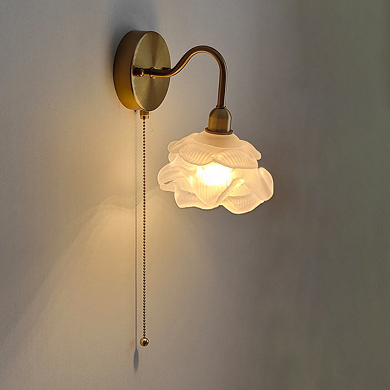 Flower Wall Lighting Modern Glass 1 Light Rustic Wall Sconces in Gold