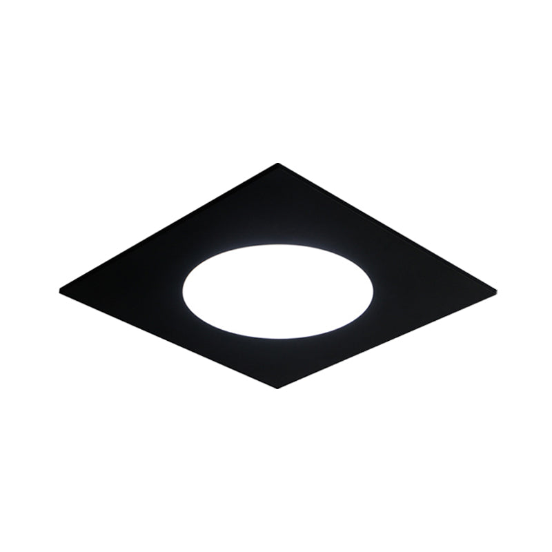 Metallic Squared Flush Mount Fixture Minimalist White/Black LED Ceiling Flush in White/Warm Light