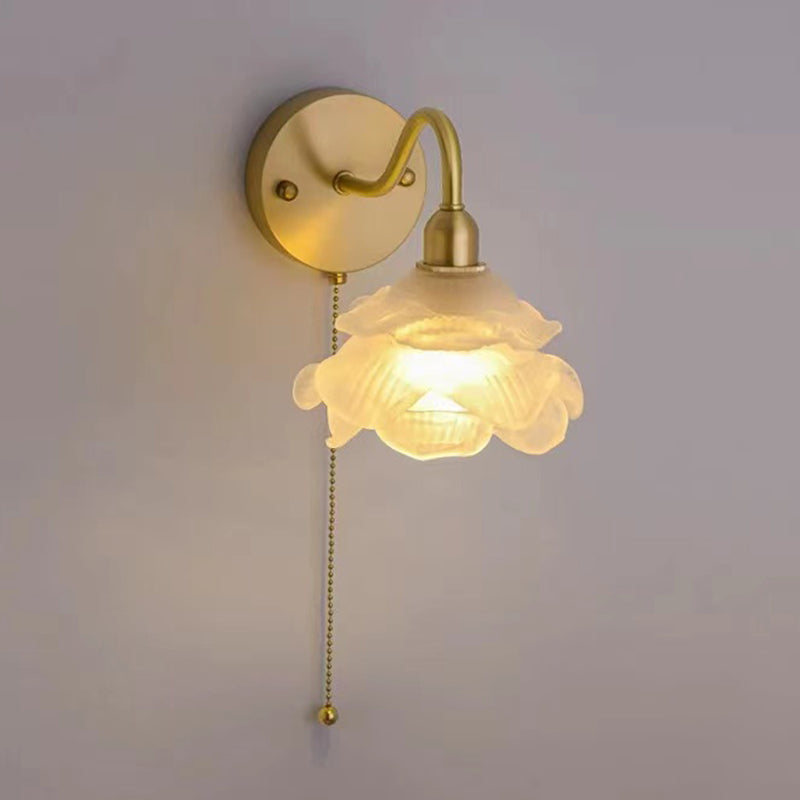 Flower Wall Lighting Modern Glass 1 Light Rustic Wall Sconces in Gold