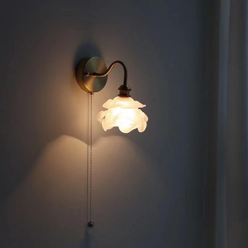 Flower Wall Lighting Modern Glass 1 Light Rustic Wall Sconces in Gold
