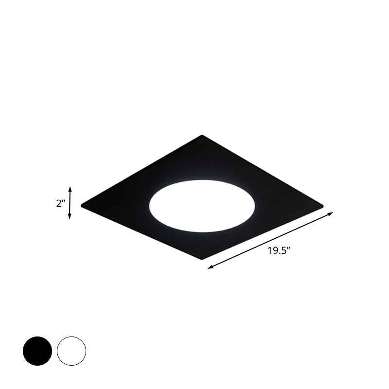Metallic Squared Flush Mount Fixture Minimalist White/Black LED Ceiling Flush in White/Warm Light