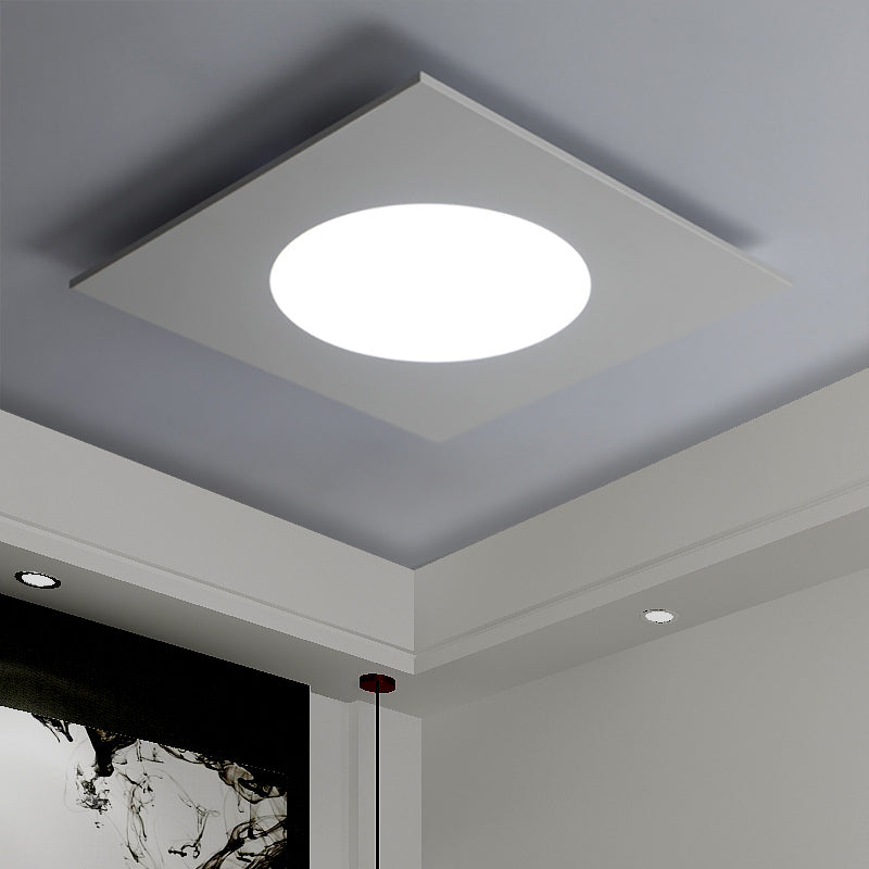 Metallic Squared Flush Mount Fixture Minimalist White/Black LED Ceiling Flush in White/Warm Light
