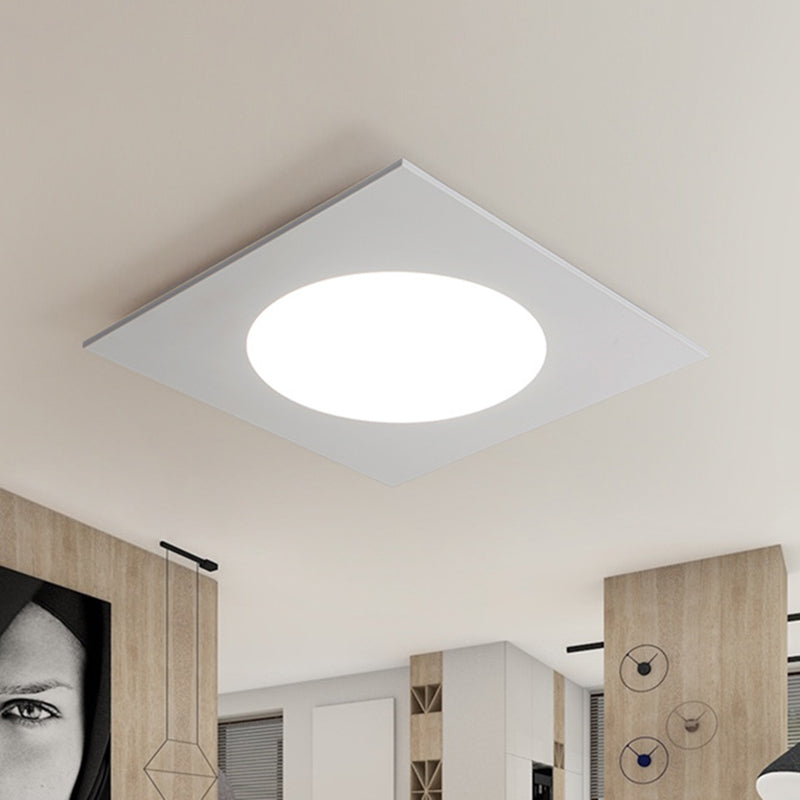 Metallic Squared Flush Mount Fixture Minimalist White/Black LED Ceiling Flush in White/Warm Light