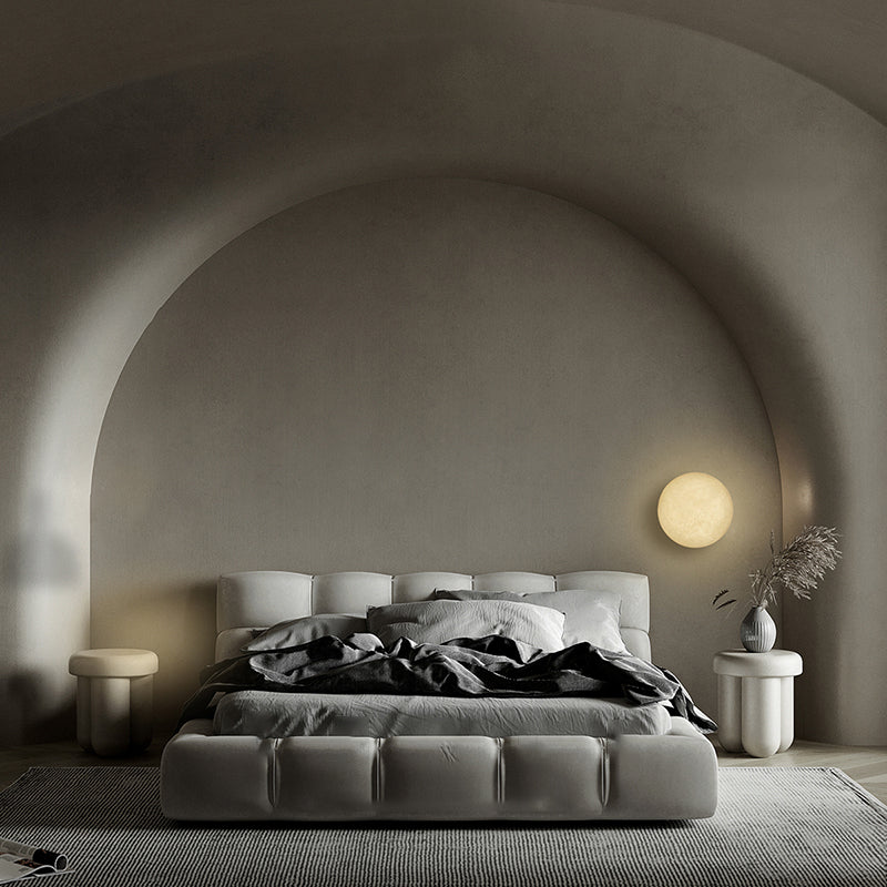 Modernist Wall Sconce Circle Wall Light Fixture with Stone for Bedroom