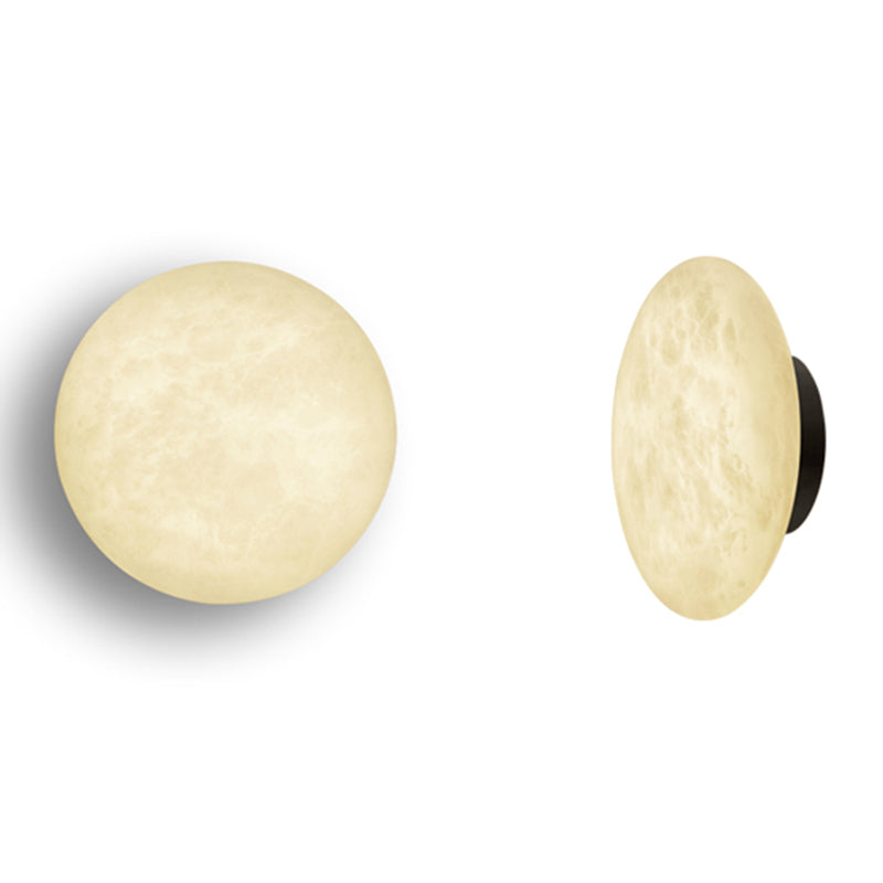 Modernist Wall Sconce Circle Wall Light Fixture with Stone for Bedroom