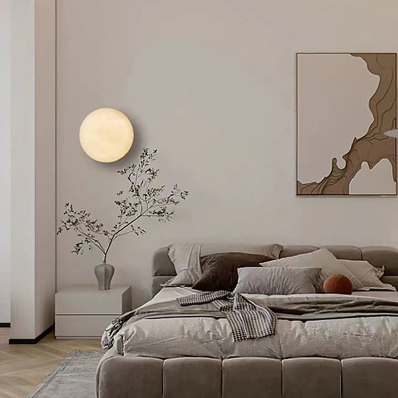 Modernist Wall Sconce Circle Wall Light Fixture with Stone for Bedroom