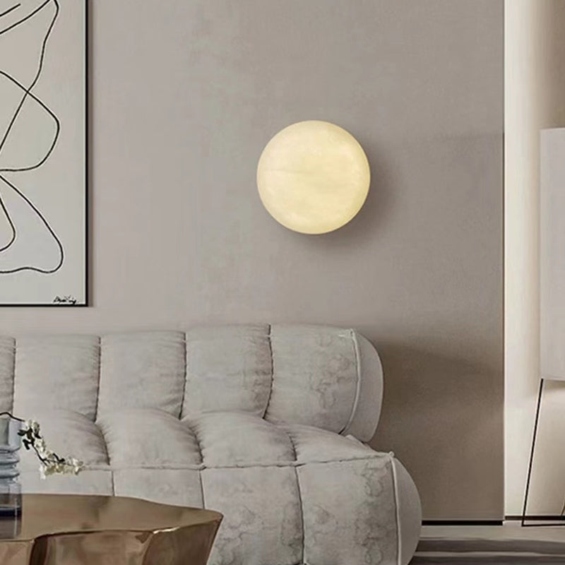 Modernist Wall Sconce Circle Wall Light Fixture with Stone for Bedroom