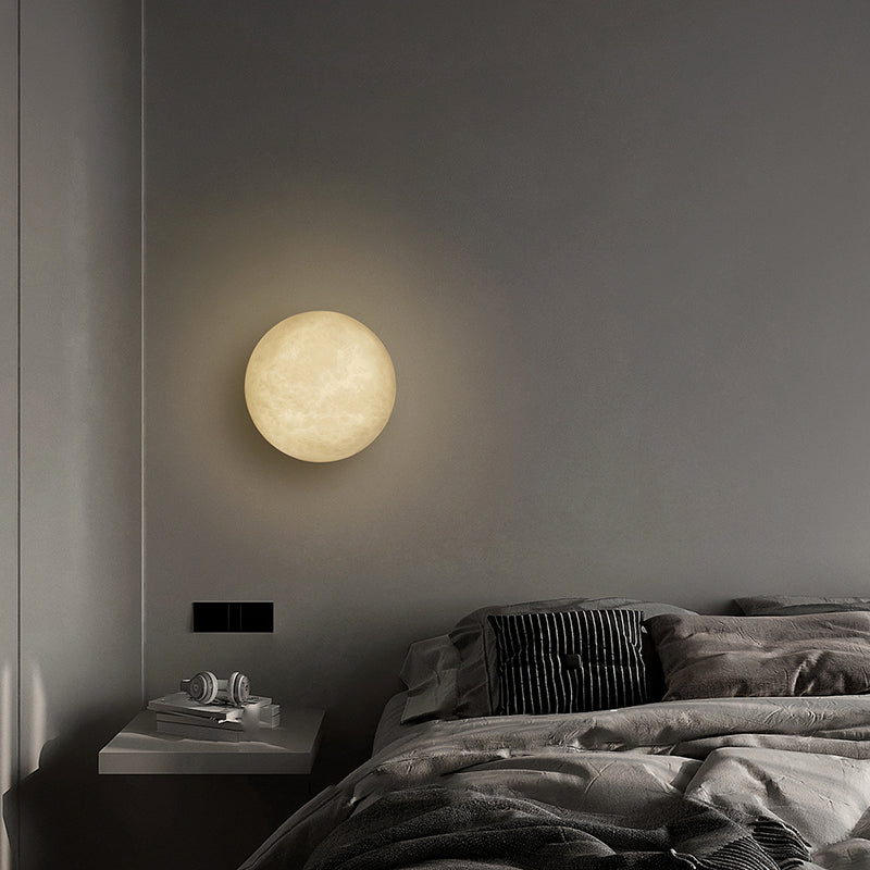 Modernist Wall Sconce Circle Wall Light Fixture with Stone for Bedroom