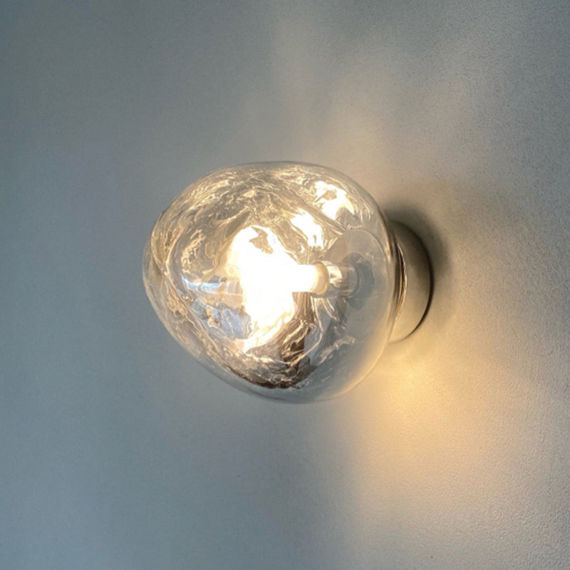 Unique 1 - Light Wall Light Fixture Modern Glass Wall Sconce in Sliver / Amber