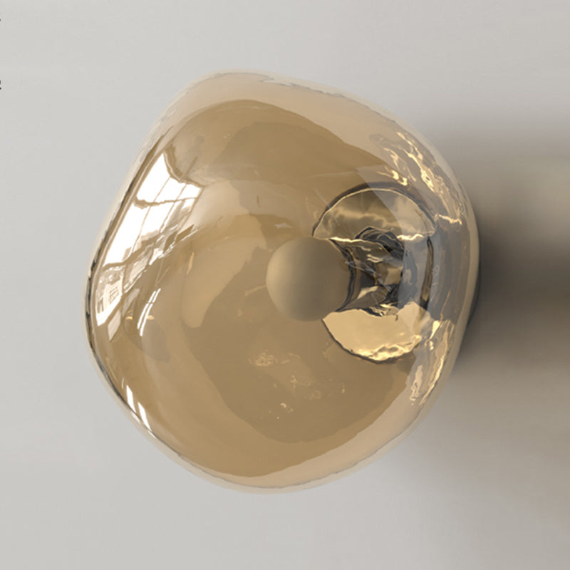 Unique 1 - Light Wall Light Fixture Modern Glass Wall Sconce in Sliver / Amber