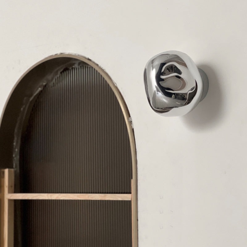 Unique 1 - Light Wall Light Fixture Modern Glass Wall Sconce in Sliver / Amber