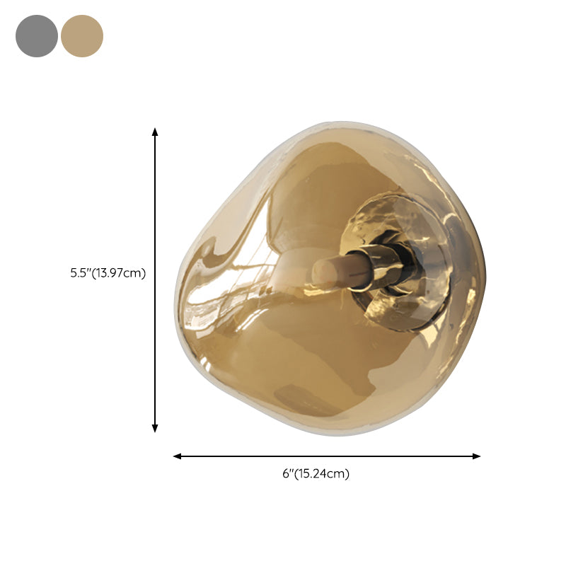 Unique 1 - Light Wall Light Fixture Modern Glass Wall Sconce in Sliver / Amber