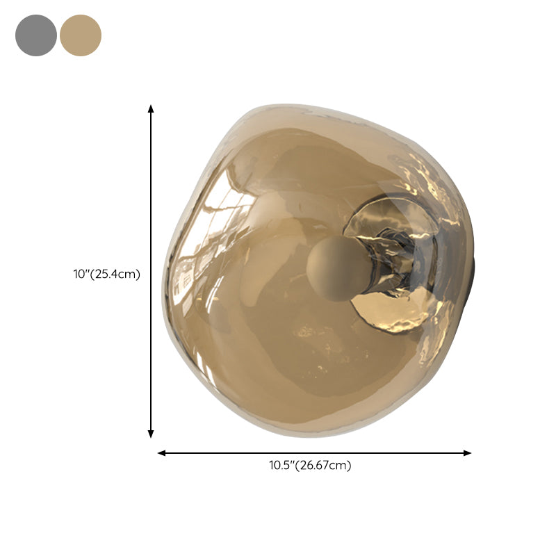 Unique 1 - Light Wall Light Fixture Modern Glass Wall Sconce in Sliver / Amber