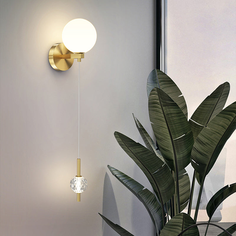 Modern 2 - Light Wall Sconce Solid Brass and Glass Wall Fixture in Gold