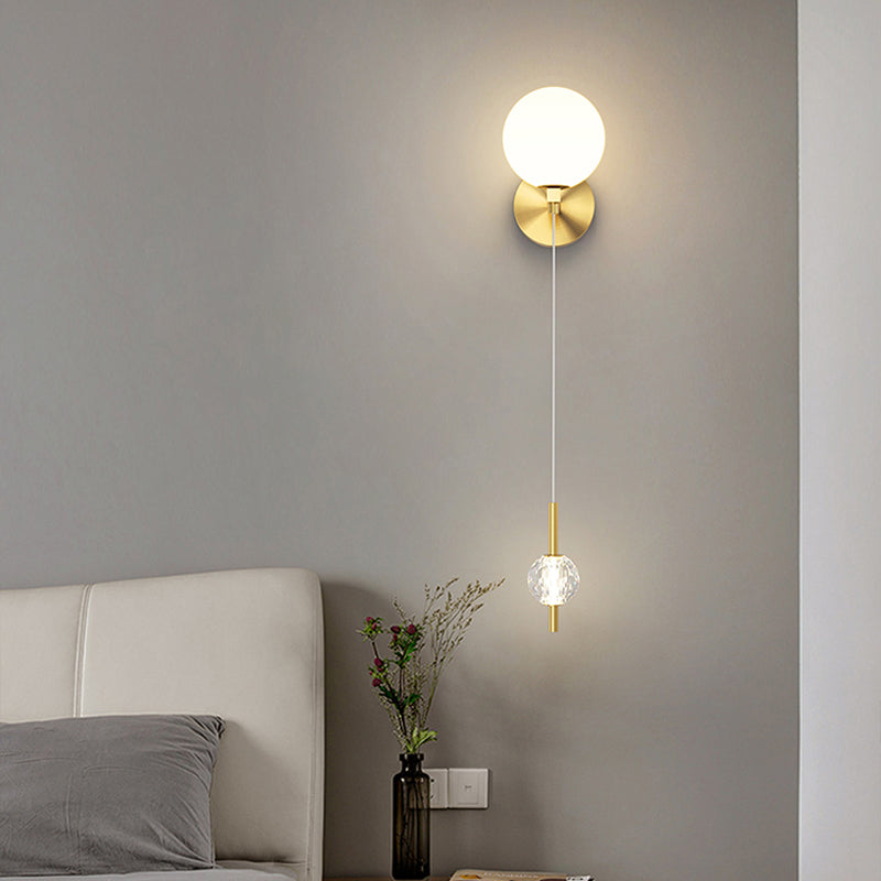 Modern 2 - Light Wall Sconce Solid Brass and Glass Wall Fixture in Gold