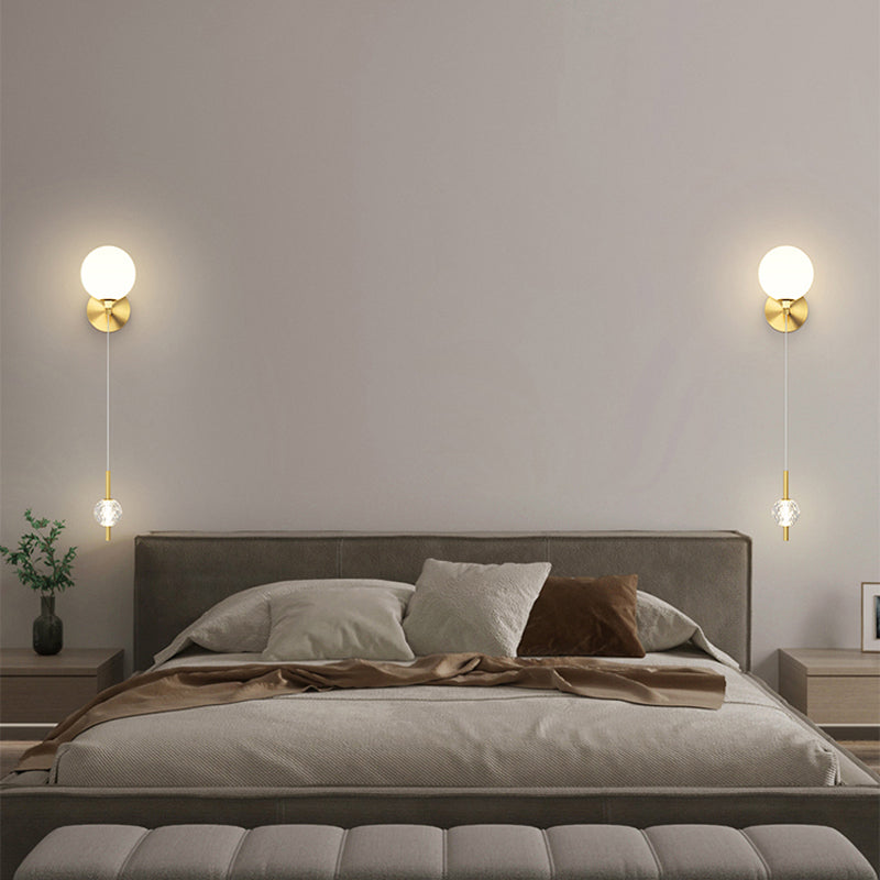 Modern 2 - Light Wall Sconce Solid Brass and Glass Wall Fixture in Gold