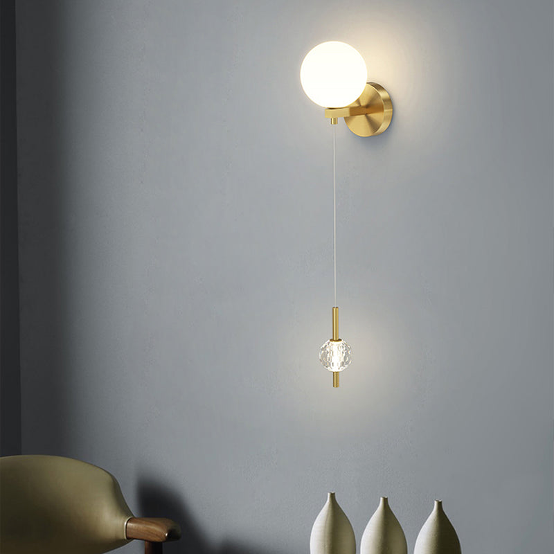 Modern 2 - Light Wall Sconce Solid Brass and Glass Wall Fixture in Gold