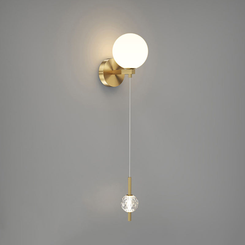 Modern 2 - Light Wall Sconce Solid Brass and Glass Wall Fixture in Gold