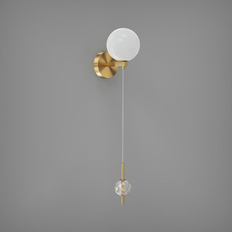 Modern 2 - Light Wall Sconce Solid Brass and Glass Wall Fixture in Gold