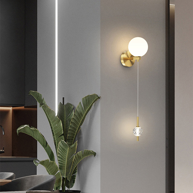 Modern 2 - Light Wall Sconce Solid Brass and Glass Wall Fixture in Gold