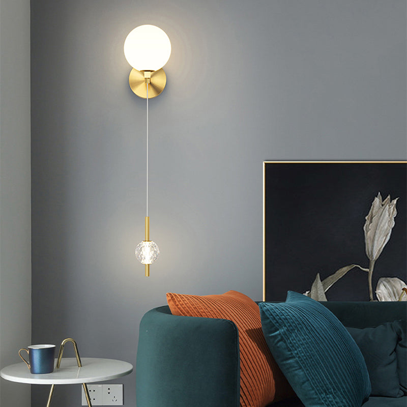 Modern 2 - Light Wall Sconce Solid Brass and Glass Wall Fixture in Gold