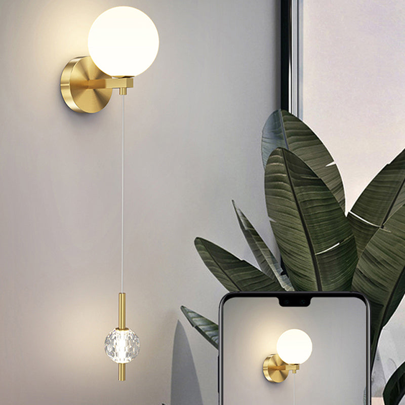 Modern 2 - Light Wall Sconce Solid Brass and Glass Wall Fixture in Gold