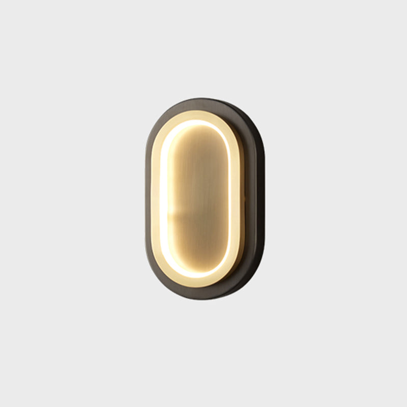 Post Modern Oval Wall Sconce in Black & Gold Finish Solid Brass and Acrylic LED Wall Light