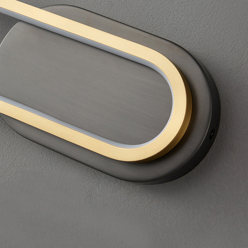 Post Modern Oval Wall Sconce in Black & Gold Finish Solid Brass and Acrylic LED Wall Light